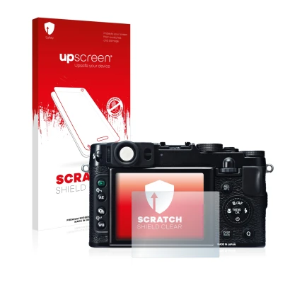 Front side of a product packaging with the brand logo upscreen. Next to it is the device Fujifilm X20 shown with the correspon