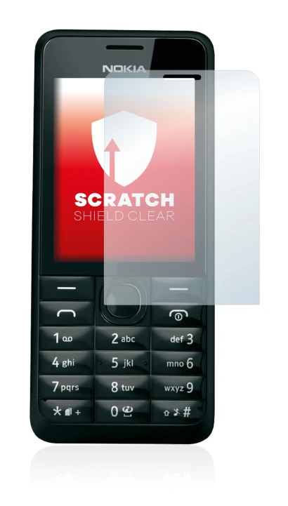 Image of the device Nokia 301 with a wide variety of screen protectors.