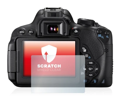 Image of the device Canon EOS 700D with a wide variety of screen protectors.