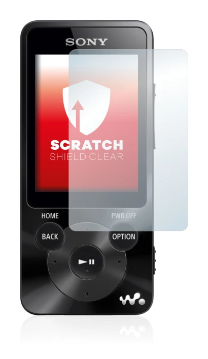 Image of the device Sony Walkman NWZ-E585 with a wide variety of screen protectors.