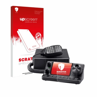 Front side of a product packaging with the brand logo upscreen. Next to it is the device Icom IC-7100 shown with the correspon
