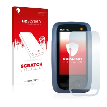 Front side of a product packaging with the brand logo upscreen. Next to it is the device CompeGPS TwoNav Anima shown with the