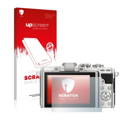 Front side of a product packaging with the brand logo upscreen. Next to it is the device Olympus PEN E-PL7 shown with the corr