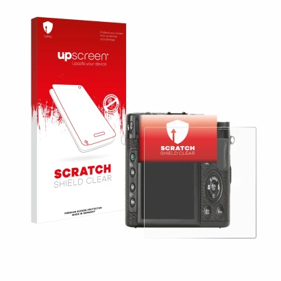 Front side of a product packaging with the brand logo upscreen. Next to it is the device Fujifilm X10 shown with the correspon