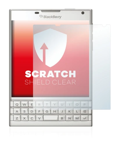 Image of the device BlackBerry Passport with a wide variety of screen protectors.