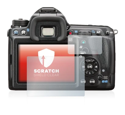 Image of the device Pentax K-3 II with a wide variety of screen protectors.