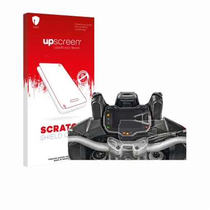 Front side of a product packaging with the brand logo upscreen. Next to it is the device Ducati Multistrada 1200S 2015 Speedom