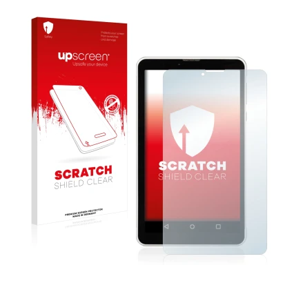 Front side of a product packaging with the brand logo upscreen. Next to it is the device Chuwi Vi7 shown with the correspondin