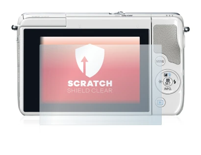 Image of the device Canon EOS M10 with a wide variety of screen protectors.