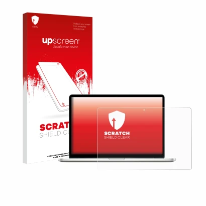 Front side of a product packaging with the brand logo upscreen. Next to it is the device Apple MacBook Pro Retina 15" 2012 sho