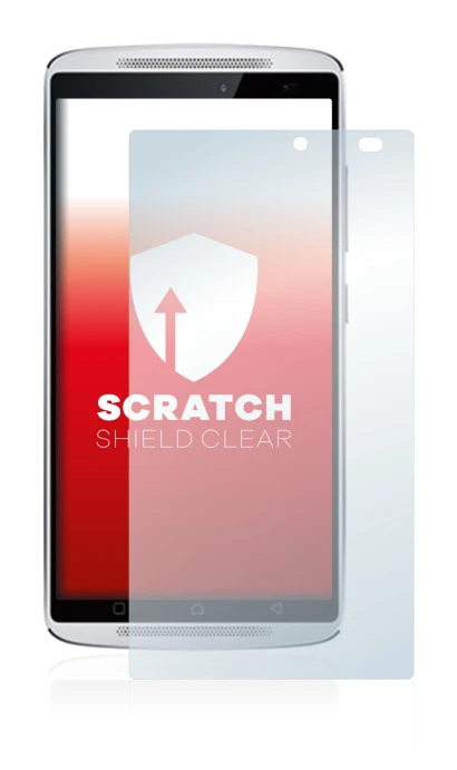 Image of the device Lenovo Vibe X3 (camera right only) with a wide variety of screen protectors.