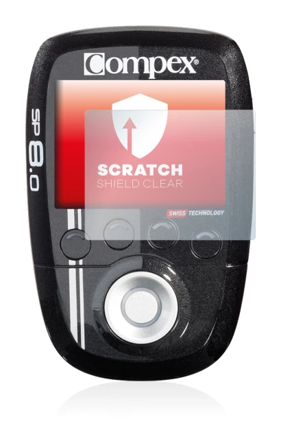 Image of the device Compex SP 8.0 with a wide variety of screen protectors.