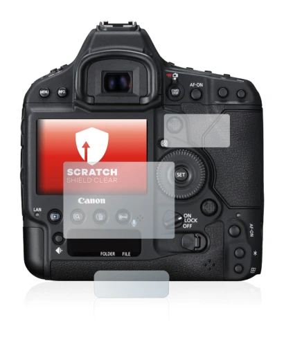 Image of the device Canon EOS 1D X Mark II with a wide variety of screen protectors.