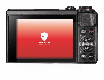 Image of the device Canon PowerShot G7 X Mark II with a wide variety of screen protectors.