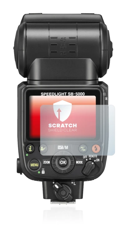 Image of the device Nikon SB-5000 with a wide variety of screen protectors.