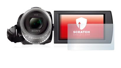 Image of the device Sony FDR-AX53 with a wide variety of screen protectors.