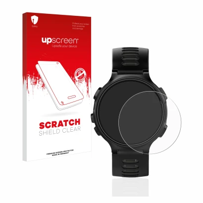 Front side of a product packaging with the brand logo upscreen. Next to it is the device Garmin Forerunner 735XT shown with th