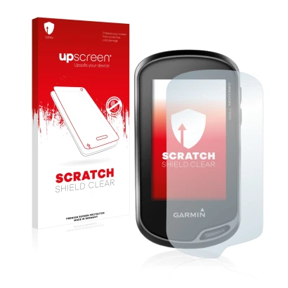 Front side of a product packaging with the brand logo upscreen. Next to it is the device Garmin Oregon 750t shown with the cor