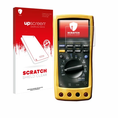 Front side of a product packaging with the brand logo upscreen. Next to it is the device Fluke MultiMeter 189 shown with the c