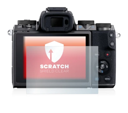 Image of the device Canon EOS M5 with a wide variety of screen protectors.