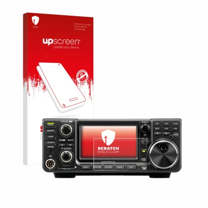 Front side of a product packaging with the brand logo upscreen. Next to it is the device Icom IC-7300 shown with the correspon