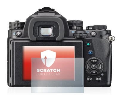 Image of the device Pentax KP with a wide variety of screen protectors.