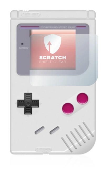 Image of the device Nintendo Gameboy (1989) with a wide variety of screen protectors.