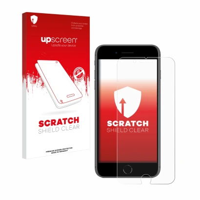 Front side of a product packaging with the brand logo upscreen. Next to it is the device Apple iPhone 8 Plus shown with the co