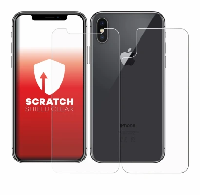 Image of the device Apple iPhone X (Front+Back) with a wide variety of screen protectors.