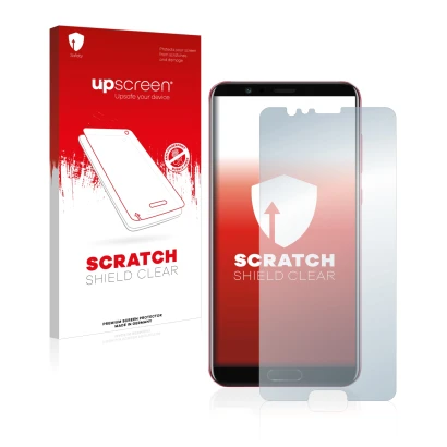 Front side of a product packaging with the brand logo upscreen. Next to it is the device Honor View 10 shown with the correspo