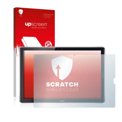 Front side of a product packaging with the brand logo upscreen. Next to it is the device Huawei MediaPad M5 10.8 shown with th