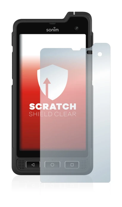 Image of the device Sonim XP8 with a wide variety of screen protectors.