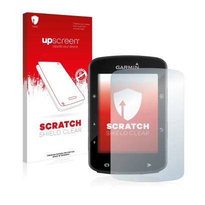 Front side of a product packaging with the brand logo upscreen. Next to it is the device Garmin Edge 520 Plus shown with the c