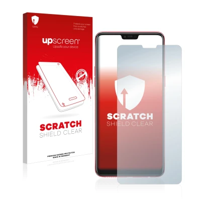 Front side of a product packaging with the brand logo upscreen. Next to it is the device Oppo F7 shown with the corresponding 