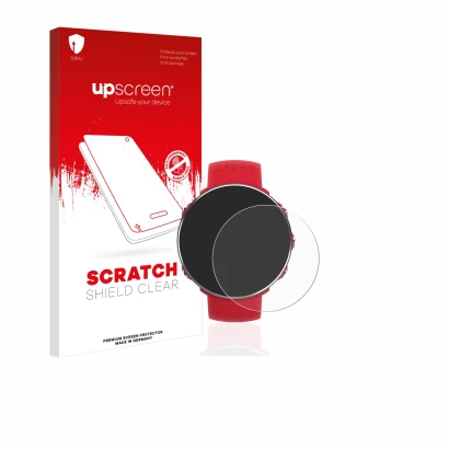 Front side of a product packaging with the brand logo upscreen. Next to it is the device Polar Vantage M shown with the corres