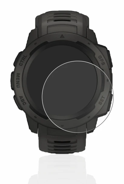 Image of the device Garmin Instinct with a wide variety of screen protectors.