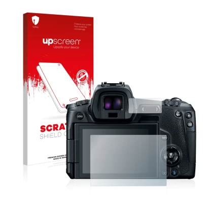 Front side of a product packaging with the brand logo upscreen. Next to it is the device Canon EOS R shown with the correspond