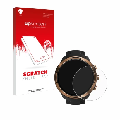 Front side of a product packaging with the brand logo upscreen. Next to it is the device Suunto 9 Baro shown with the correspo