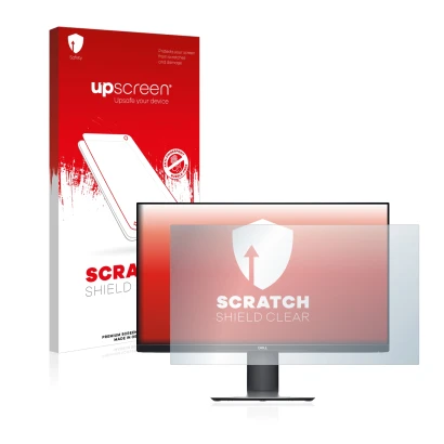 Front side of a product packaging with the brand logo upscreen. Next to it is the device Dell P2719H shown with the correspond