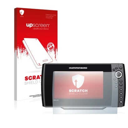 Front side of a product packaging with the brand logo upscreen. Next to it is the device Humminbird Helix 9 G3N shown with the