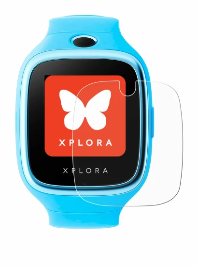 Image of the device Xplora Go with a wide variety of screen protectors.