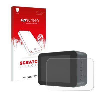 Front side of a product packaging with the brand logo upscreen. Next to it is the device Akaso V50X shown with the correspondi