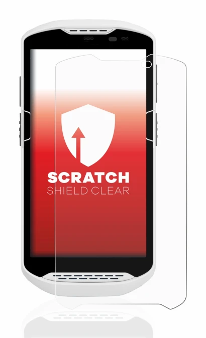 Image of the device Zebra TC57 with a wide variety of screen protectors.