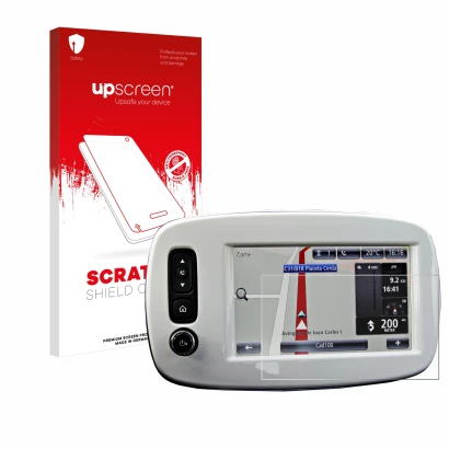 Front side of a product packaging with the brand logo upscreen. Next to it is the device TomTom Smart 453 2018 shown with the 