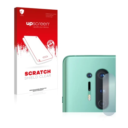 Front side of a product packaging with the brand logo upscreen. Next to it is the device OnePlus 8 Pro (ONLY Camera Lens) show