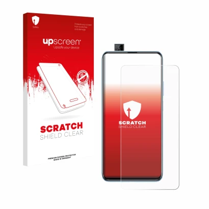 Front side of a product packaging with the brand logo upscreen. Next to it is the device Huawei P smart Pro 2019 shown with th