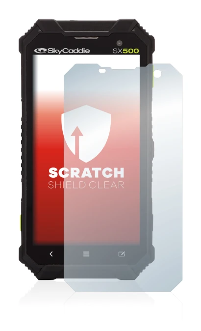 Image of the device SkyCaddie SX500 with a wide variety of screen protectors.