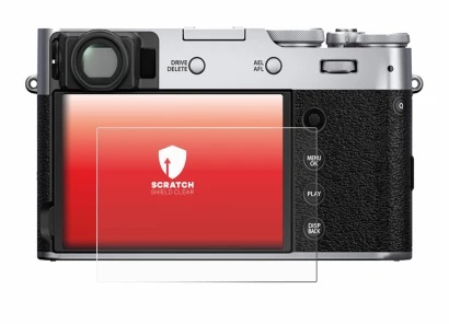 Image of the device Fujifilm X100V with a wide variety of screen protectors.