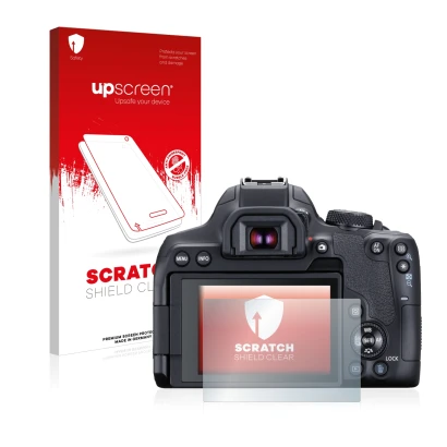 Front side of a product packaging with the brand logo upscreen. Next to it is the device Canon EOS 850D shown with the corresp