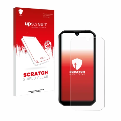 Front side of a product packaging with the brand logo upscreen. Next to it is the device Blackview BV9900 Pro shown with the c